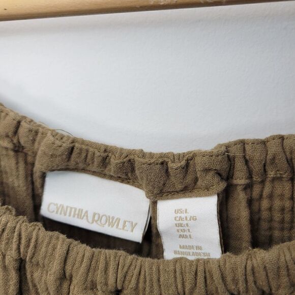 Cynthia Rowley Wome'n Gauze Cotton Ruffled Off  Shoulder Green Top Size - Picture 5 of 5